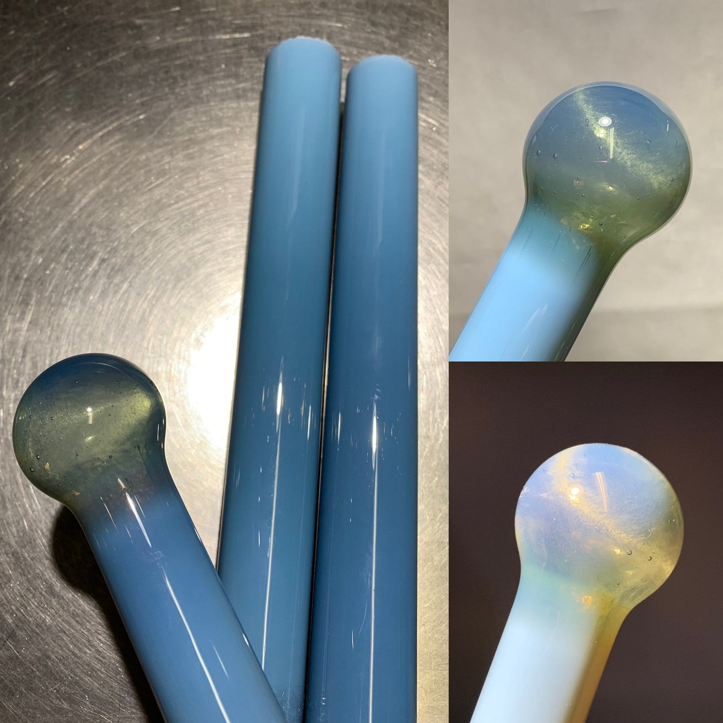 Cyan Opal over White Satin Tube